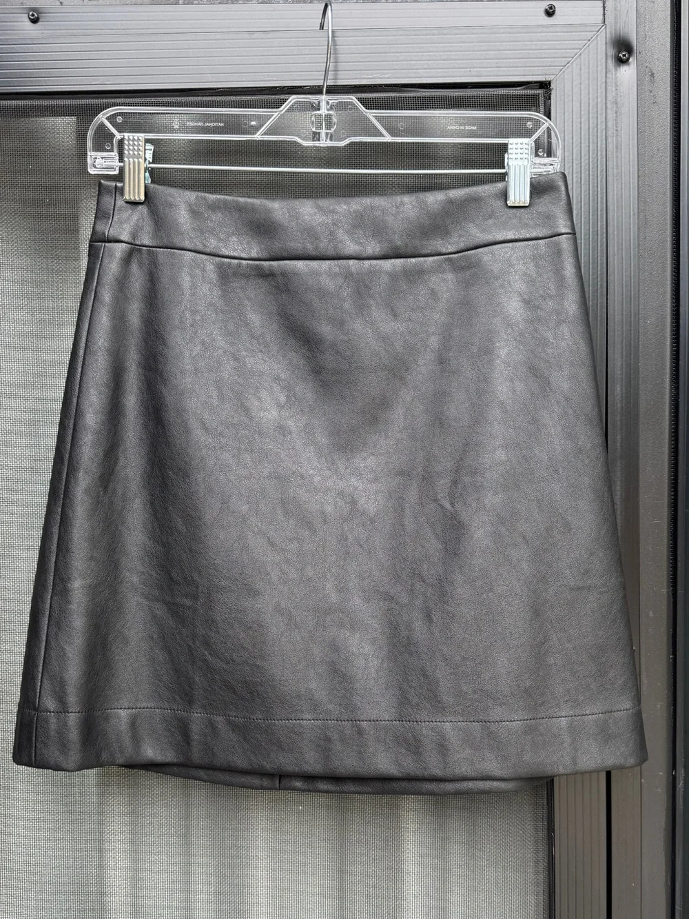 J Crew Black Faux Leather A-Line Skirt